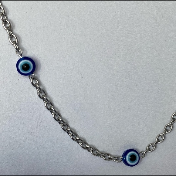 𝅺EVIL Eye Stainless Steel Necklace 18 Inch - Picture 2 of 10